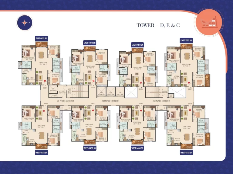 Tower D, E and G floor plan